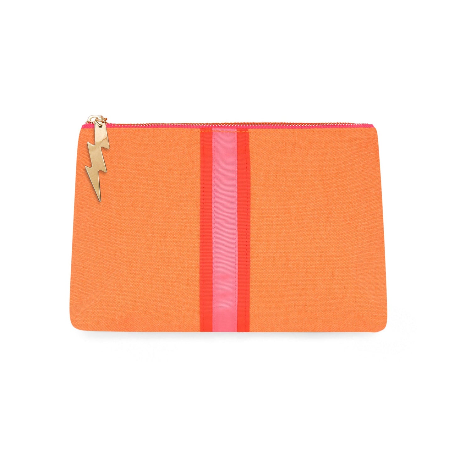 BRIGHT ORANGE LUCKY STRIPE CLUTCH