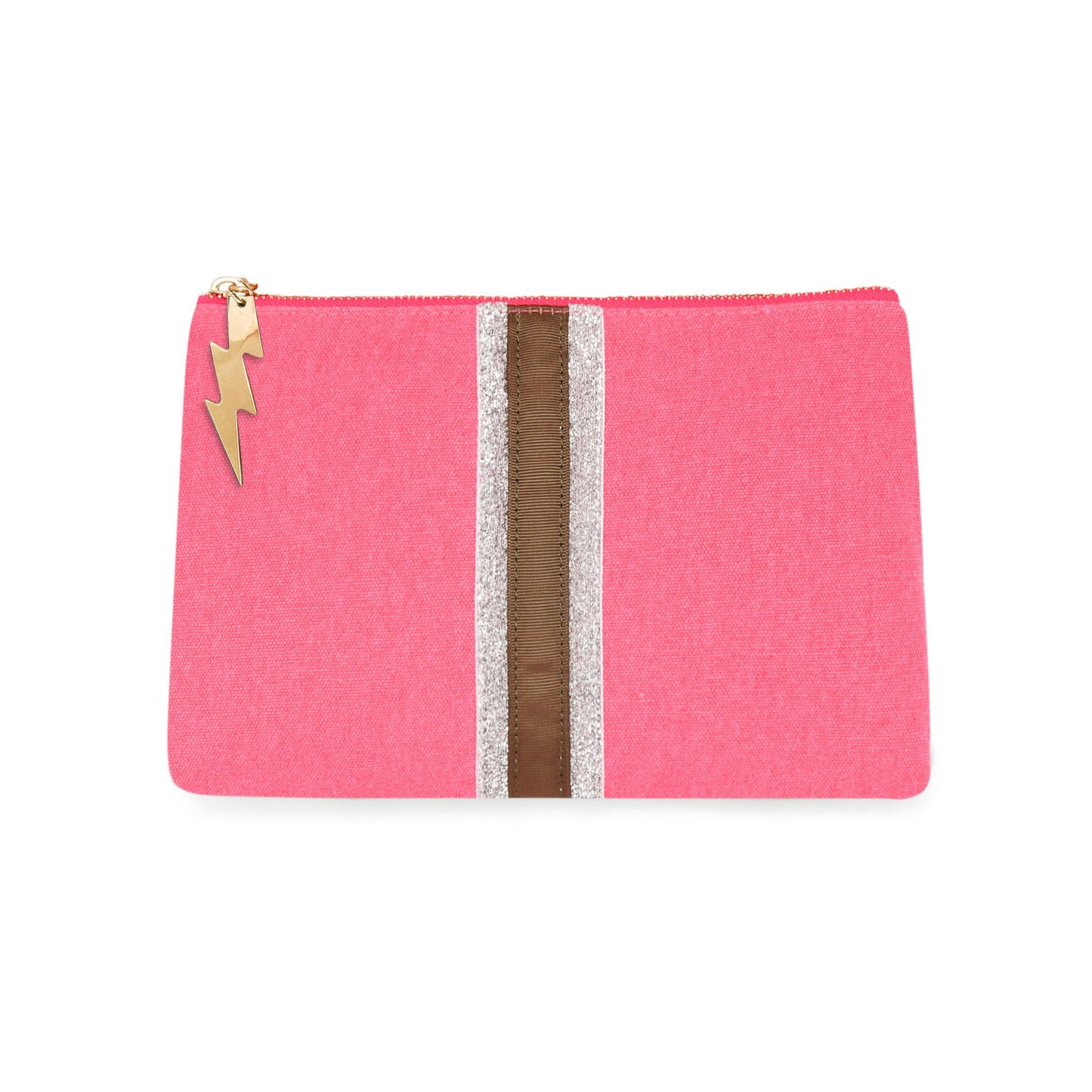 BRIGHT PINK LUCKY STRIPE CLUTCH