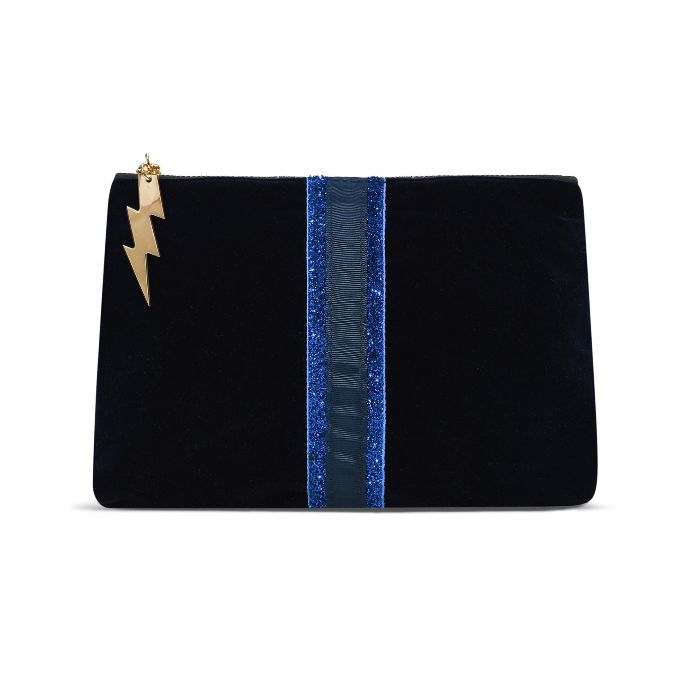 Navy velvet clutch online