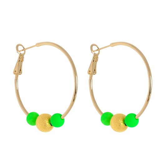 MEDIUM DISCO HOOPLA EARRINGS - GREEN/GOLD