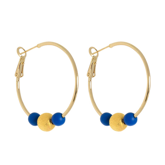 MEDIUM DISCO HOOPLA EARRINGS - BLUE/GOLD