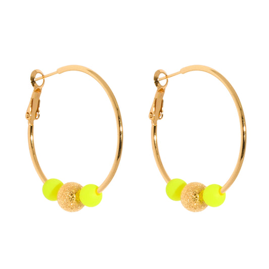 MEDIUM DISCO HOOPLA EARRINGS- YELLOW - Cockatoo