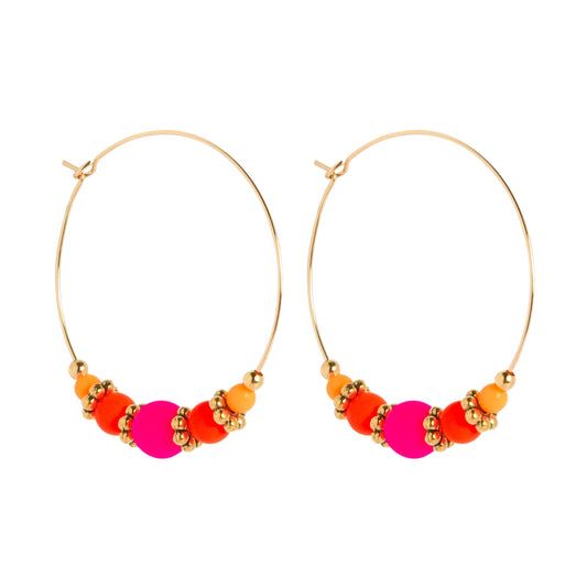 HALF BEADED CIRQUE HOOPS - NEONS