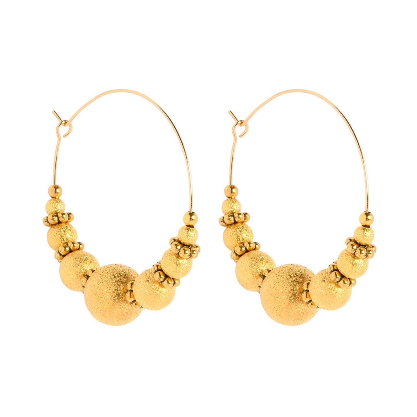 HALF BEADED CIRQUE HOOPS - GOLDEN