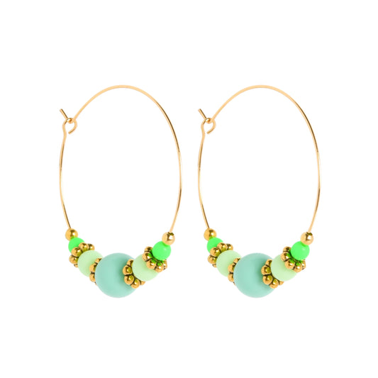 HALF BEADED CIRQUE HOOPS - TURQUOISE