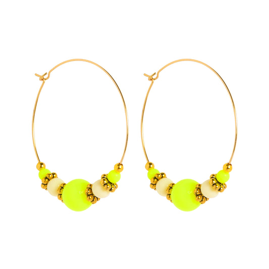 HALF BEADED CIRQUE HOOPS - YELLOW