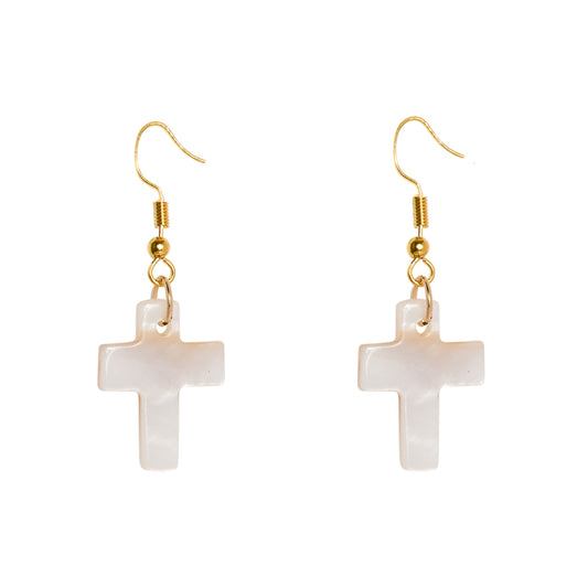 SHELL CROSS EARRINGS